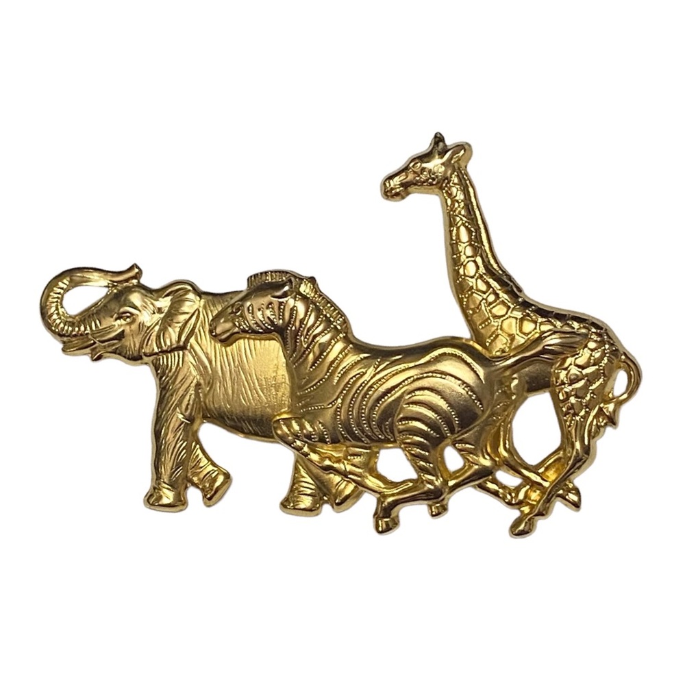 Vintage Safari Premier Designs Brooch Gold Tone